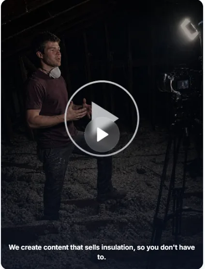 Professional filming setup in an attic creating insulation ad content